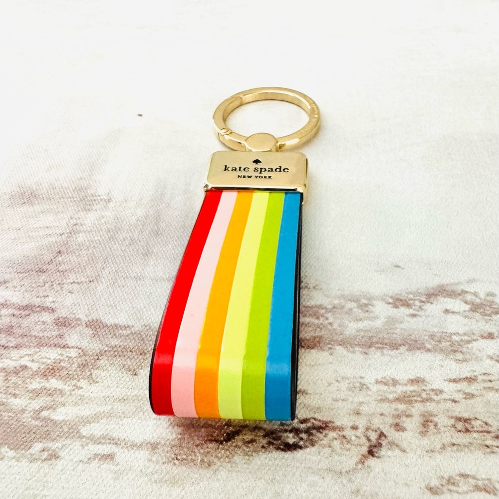 Kate Spade Rainbow Reegan Leather Keychain or Bag Charm Strap - Authentic - Picture 3 of 10